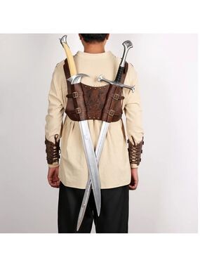 Medieval Viking Totem Sword Frog Adjustable Leather Double Sword Strap Backpack